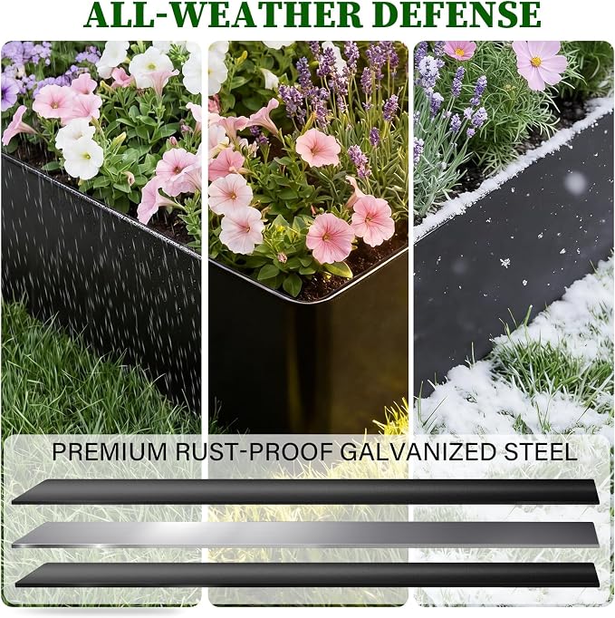 Metal Landscape Edging 6 Pack 6" H x 40" L, Heavy Duty Flexible Galvanized Steel Garden Border Strips, No Dig Lawn Edge with 6 Anchoring Pins, for Flower Bed, Yard, Pathway Divider(20 FT Total)