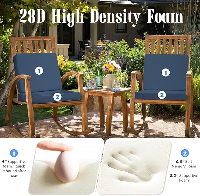 Deep Seat Patio Cushions Set of 2, 24x24 Inch Waterproof & Fade Resistant Outdoor Chair Cushions, Thick Padded Replacement Sofa Cushions for Garden Yard Furniture