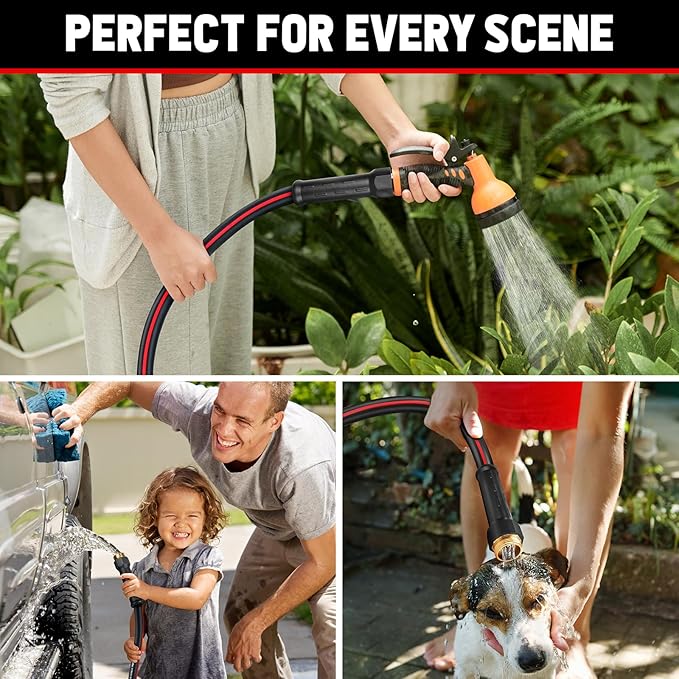Garden Hose 100ft x 5/8", NON-EXPANDABLE Heavy Duty Premium Flexible Water Hose, No Kink, Leakproof, Lightweight Hybrid Hose with Male to Female Fittings for Household&Backyard