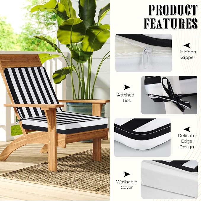 Deep Seat Patio Cushions Set, 22x22 Inch Waterproof & Fade Resistant Outdoor Chair Cushions, Thick Padded Replacement Sofa Cushions for Garden Yard Furniture