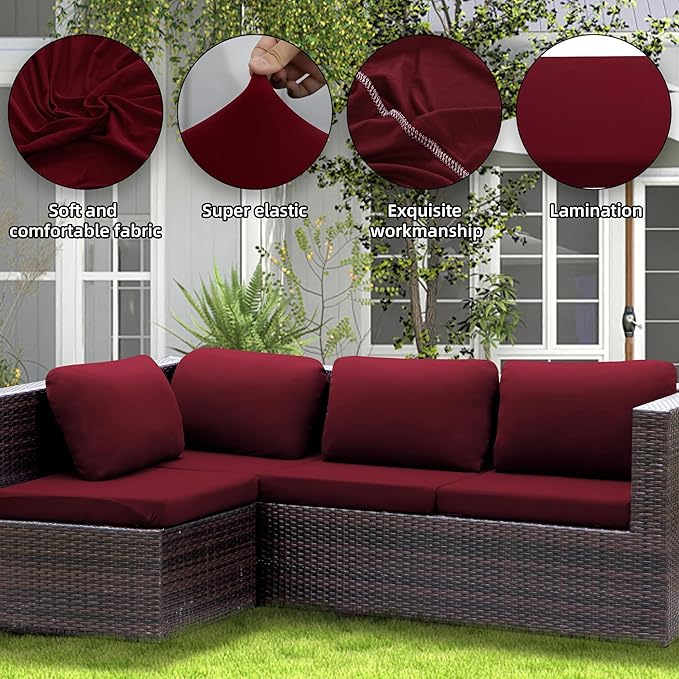 Outdoor Cushion Covers Set,12PCS Patio Furniture Couch Seat Slipcovers, Replacement for Sofa Sectional Chair(Cover，Only)