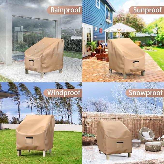 Patio Chair Covers Waterproof, Mrrihand Lounge Deep Seat Cover, Heavy Duty Outdoor Lawn Patio Furniture Covers, 36" W x 37" D x 36" H - 2 Pack