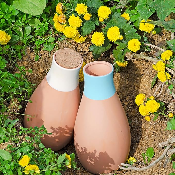 4PCS Automatic Plant Watering Devices, Ceramic Plant Waterer Terracotta Watering Pots, Self Irrigation Drip System Kit for Garden, Home, Indoor, Outdoor, Vacation Plants Waterer