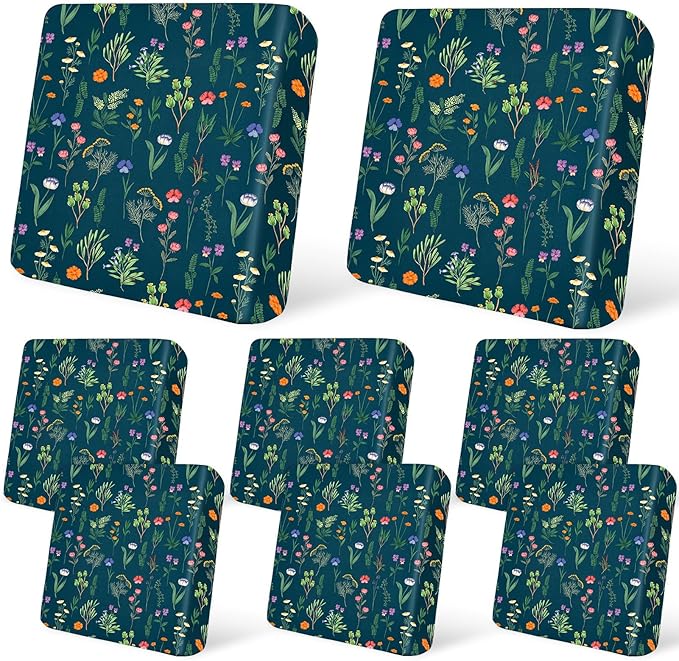 pickyNproud 8Pcs Patio Cushion Covers Stretch Outdoor Couch Cushions Slipcovers Replacement Washable Furniture Protector with Elastic Bottom Sofa Chair Seat Cover, Green Flower
