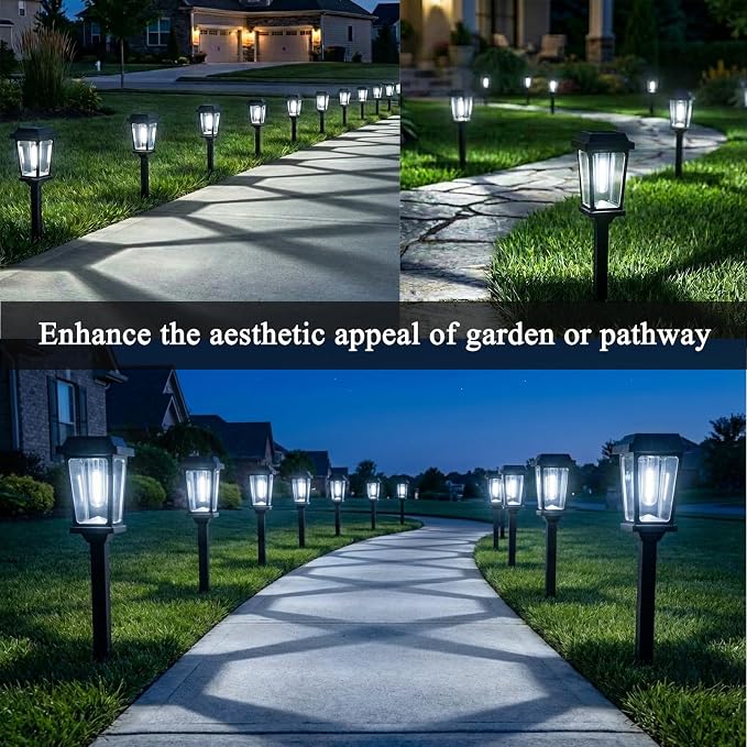8 Pack Solar Lights Outdoor Pathway, Modern Solar Garden Lights, Waterproof Auto On/Off LED Outdoor Solar Lights for Yard, Landscape Path, Walkway, Driveway Décor