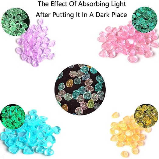 Glowing Pebbles for Garden Outdoor, Garden Glow Rocks, 4.4 Lbs | 1200PCS garden glow rocks, non-toxic for hours of steady glow, perfect for landscaping, patio,fish tank and garden decoration