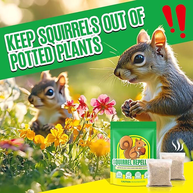 Squirrel Repellent Outdoor 12 Packs, Chipmunk Repellent Outdoor for Bird Feeders, Natural Squirrel Deterrent Keep Squirrels Out of Garden Yard, Squirrel Repellent for Attic Cars Engines Roof