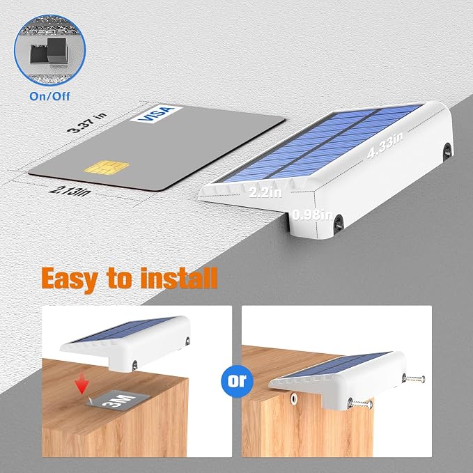 NIORSUN Solar Fence Lights Outdoor 8 Pack, IP65 Waterproof Large Size LED Solar Deck Lights with Lenses, Auto ON Off Warm White Step Lights for Outside, Patio, Fence, Yard and Railing Decor (White)