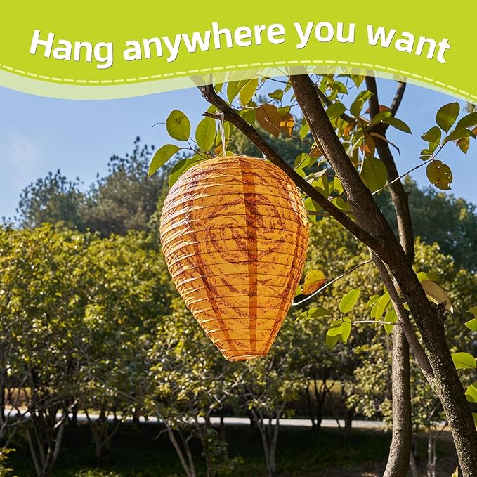4 Pack Wasp Nest Hanging Fake Wasp Nest Paper Material Hornet Nest for Wasps…