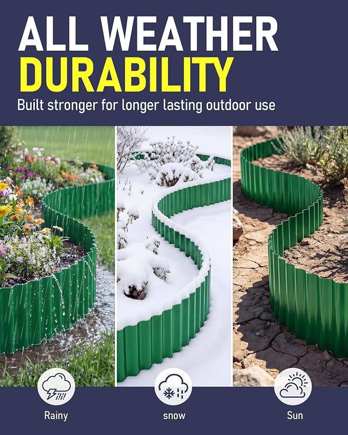 Corrugated Metal Garden Edging, 6"×40Ft Durable Landscape Border for Garden, Lawn, Flower Beds and Paver Edging (Green)