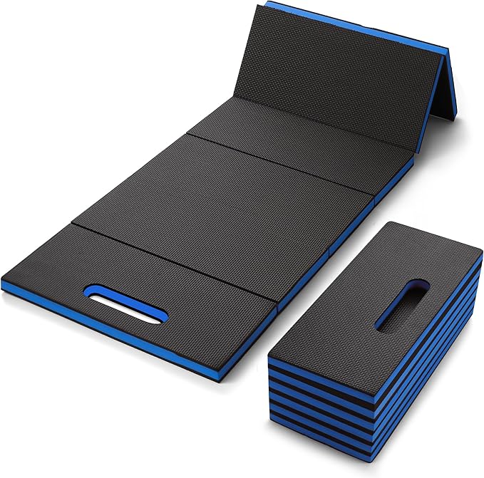 Foldable EVA Utility Mat with Handle, Heavy Duty Mechanic Mat for Kneeling, Workouts, Garages, Gardening, Camping, Picnics, Outdoor Adventures and Home Gyms, Blue