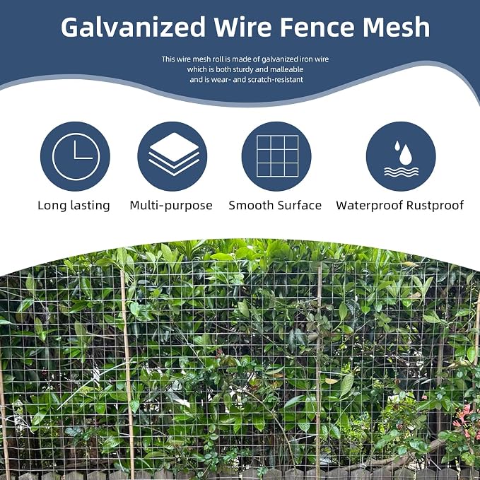 Hardware Cloth,1/4inch 48inx100ft 23 Gauge,Double-Layer Hot-Dip Galvanizing After Welding,Chicken Wire Fence Wire Mesh Fence Poultry Netting Garden Fence Tree Guard Rolls
