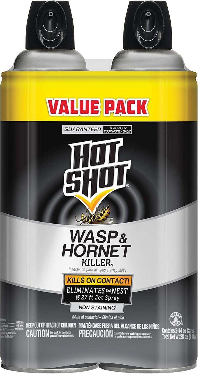 Hot Shot Wasp and Hornet Killer Aerosol, Up to 27-Foot Jet Spray, 14 Ounces, 2 Pack