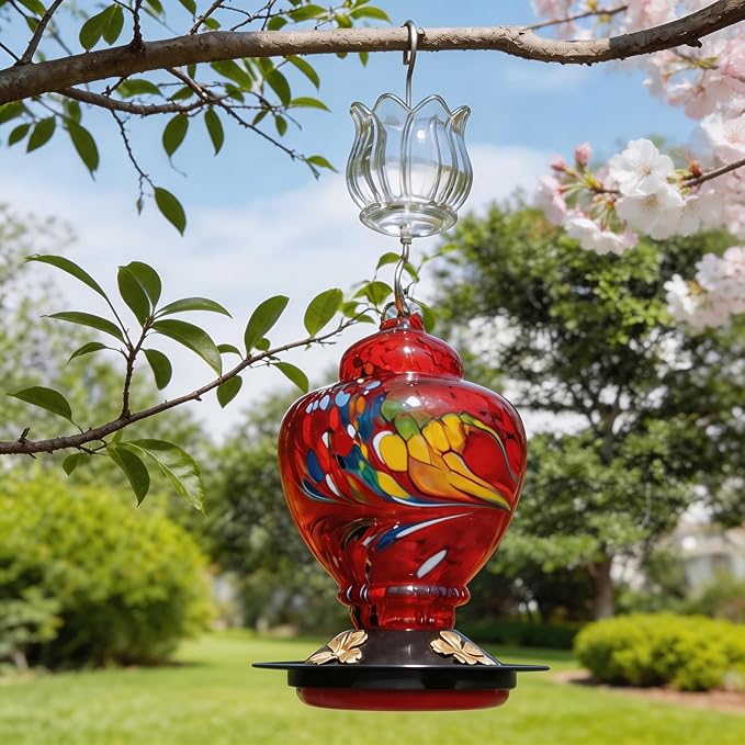 Glass Ant Moat for Hummingbird Feeder - 3 OZ Clear Tulip Insect Guard with Large Capacity