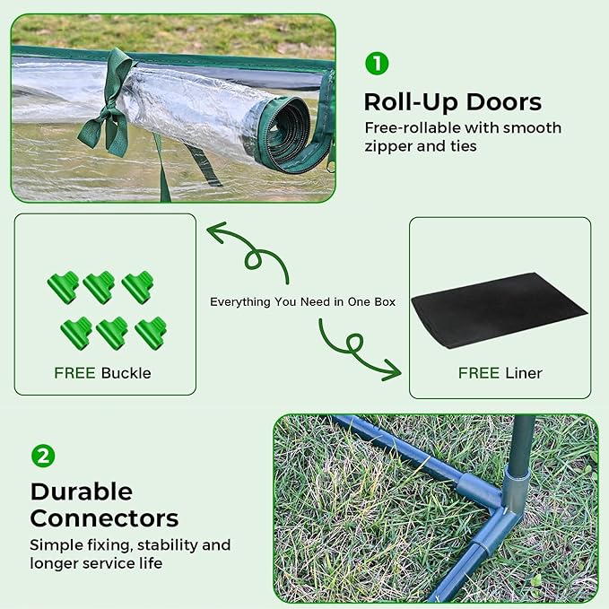 4x2ft Raised Garden Bed with Greenhouse Cover,Wooden Planter Box with Clear PVC Cover & Dual Roll-Up Windows,Outdoor Elevated Garden Box for Vegetables/Herbs/Flowers,Patio,Balcony,Backyard