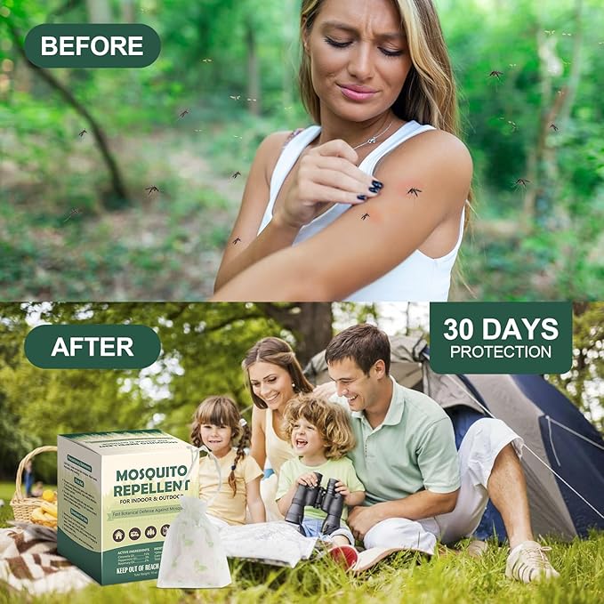 24 Pcs Mosquito Repellent for Patio, Plant-Based Mosquito Repellent Pouches, Mosquito Control Indoor Outdoor, Pet-Friendly Mosquito Deterrent for Home Patio Camping Fishing