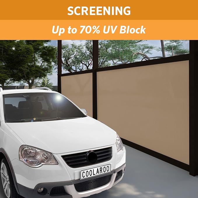 Coolaroo 70% UV Block Prvacy & Screening Fabric - Breathable Fence Cover for Patio, Balcony, Pool, and Play Area, Tear Resistant Windscreen, 6ftx100ft Roll, Sandstone