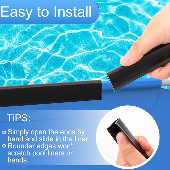 Coping Strips for Overlap Above Ground Pool Liners, Swimming Pool Plastic Liner Clips Replacement Patch Kit for 24ft Round, 15 X 30ft Oval and 16 X 24ft Oval (Qty 61, 15.74 inches Long)