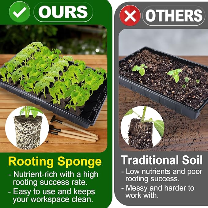 Bigmeta 50 Pcs Rooting Sponges, Starter Plugs for Seedlings or Cuttings, Rapid for Soil, Tray or Planting Pods Plant Rooter, Promotes Herbs Vegetable Flowers Growth