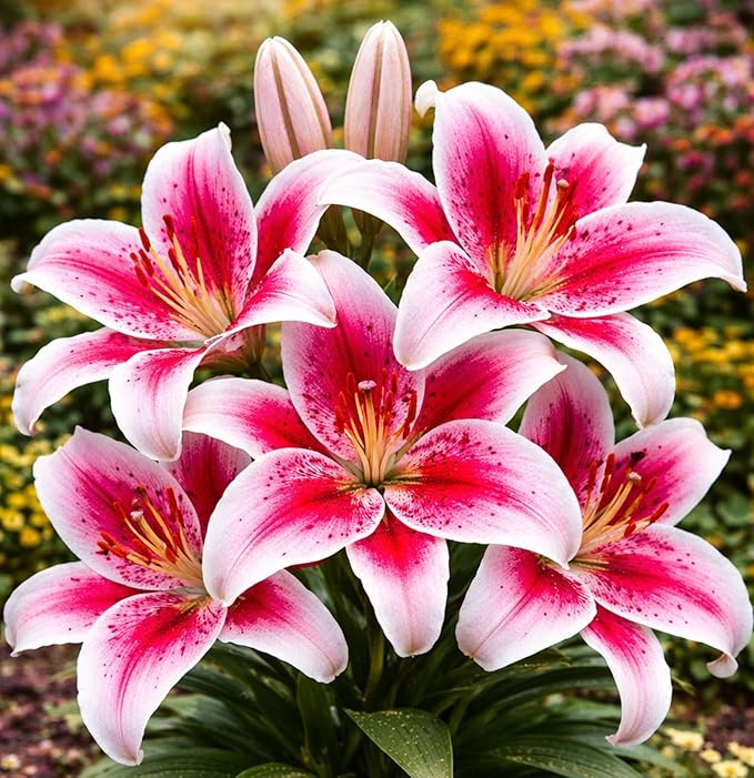 Stargazer Lily Bulbs for Planting – Fragrant Pink & White Oriental Lily Flowers – Hardy Perennial Summer Blooms – Large Showy Garden Lilies (20 Bulbs)