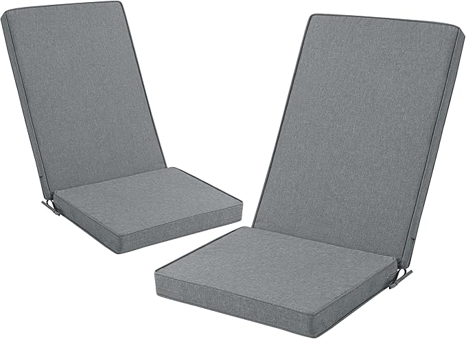 Adirondack Chair Cushions Set of 2 - Removable Covers, Water-Repellent & Fade-Resistant Faux Linen, Securing Straps, Non-Slip Bottom, Fit for Most Outdoor Adirondack & Rocking Chairs - Dark Grey