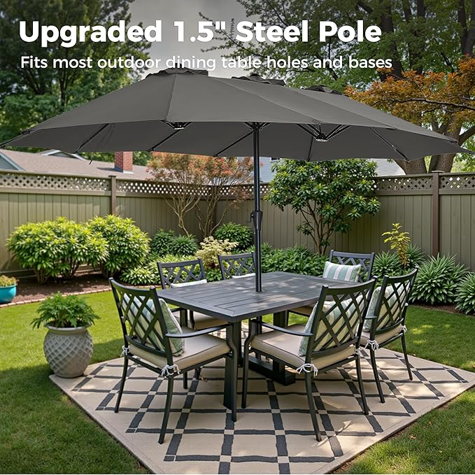 SUPERJARE 13FT Outdoor Umbrella for Patio, Double sided Pool Umbrellas with Fade Resistant Canopy, Large Table Umbrella for Deck, Market, Backyard - Dark Gray