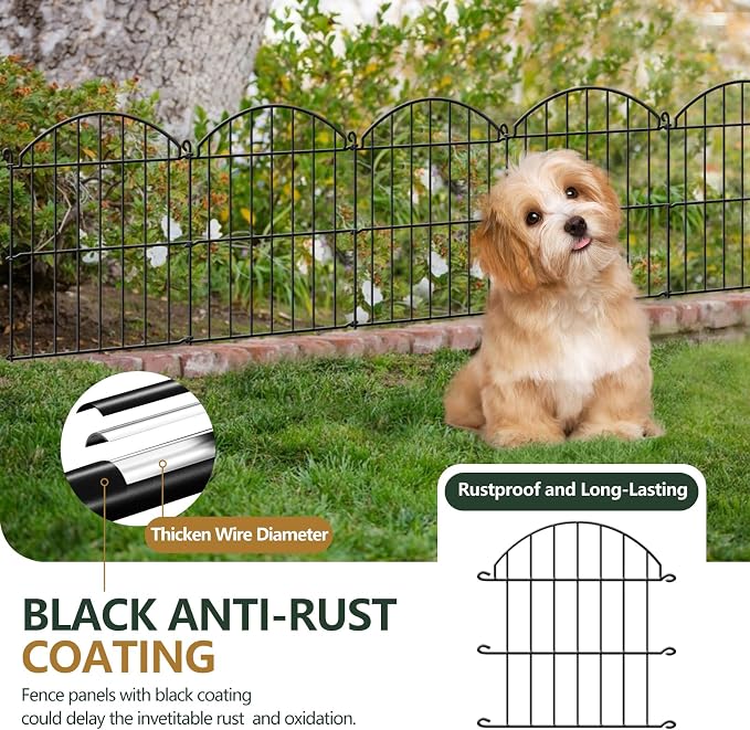 32 Panels Garden Fence, 34ft x 23in Animal Barrier Fences for Rabbits Dogs, Rustproof Metal Gardens Border Fencing, Arched Decorative Flower Bed Edging Barriers for Outdoor Yard Patio