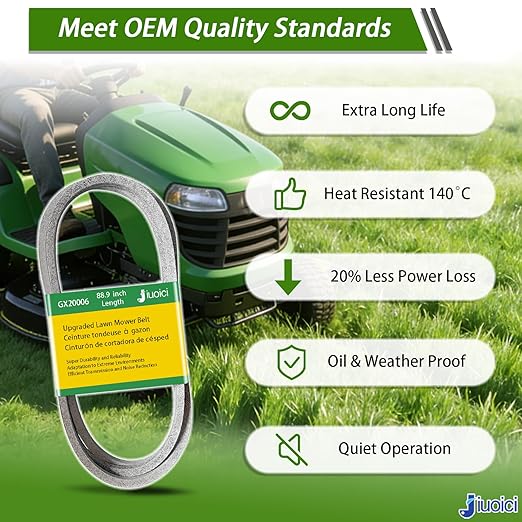 2026 Upgraded for GX20006 UC30568 John Deere Drive Belt, D140 D130 D110 D125 D160 L120 L130 S100 S120 S130 S140 S170 S180 S240 LA115 Lawn Mower, Zero-Stretch & Extra Long Life / 88.9 Inch, Grey