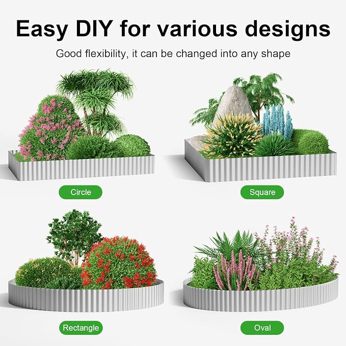 Land Guard Corrugated Garden Edging Border, 6" x 25' Landscape Paver Edging, Tall Landscape Edging, Fence for Garden, Flower Bed, Lawn and Landscape Edging (Silver)