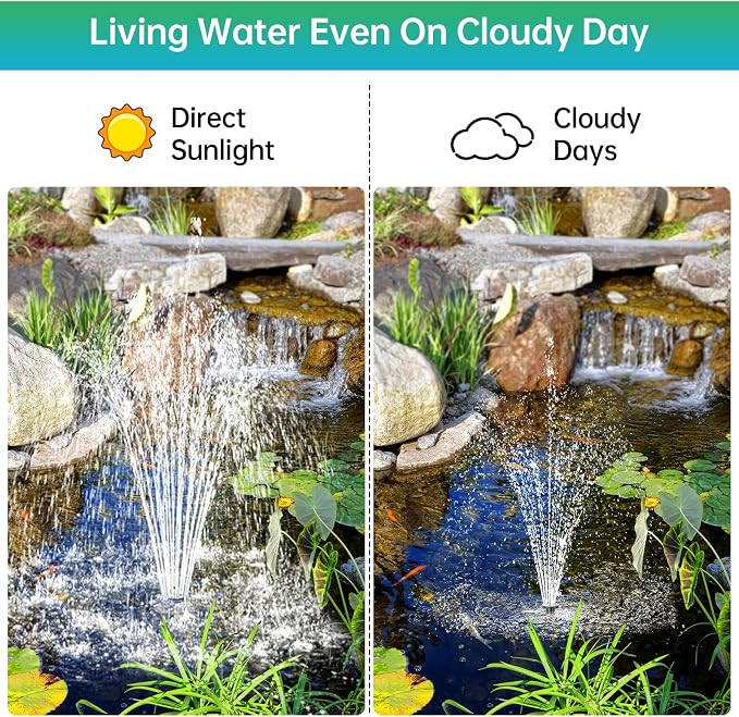 Antfraer 40W Solar Pond Filter with Water Pump, Pond Filter Box with Pond Filter Box, Pond Pump with 6.6ft Clear Tubing for Outdoor Pond Waterfall Garden Fountain Water Feature