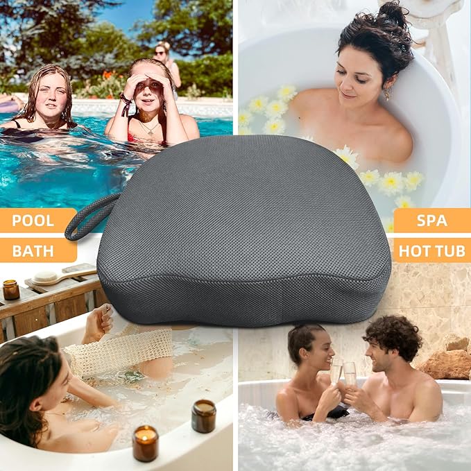 Hot Tub Booster Seat for Adults, Quick-Drying Portable Cushion with Weighted Module for Quick Sinking, Suitable for Hot Tub Booster Seat, Inflatable Hot Tub, Pool (1 Pack Gray)
