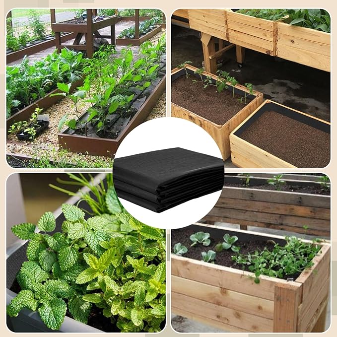 63 * 114 inch Raised Garden Bed Liner, Non Woven Fabric Liner for Large Veg Trough, Keeps Soil Contained and Water Drained