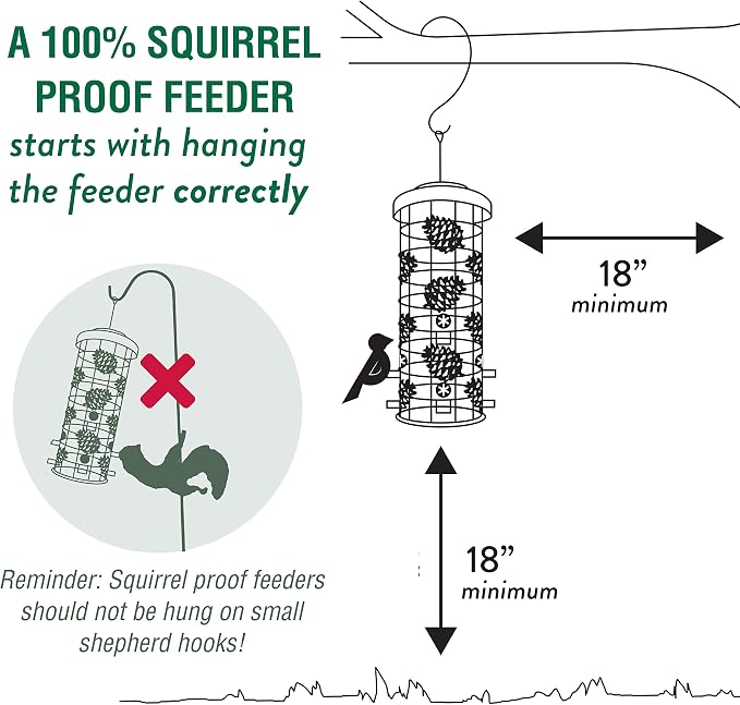 Perky-Pet SBG101 Squirrel Off Max Pinecone Bird Feeder with Flexports – 1.75 lb Capacity