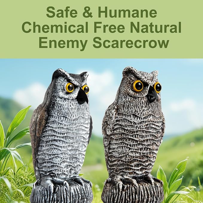 OFFO 2 Pack Plastic Owl Scarecrow for Halloween Decorations Outdoor Garden, Yard, Pool Decoration, 8.3 in Height