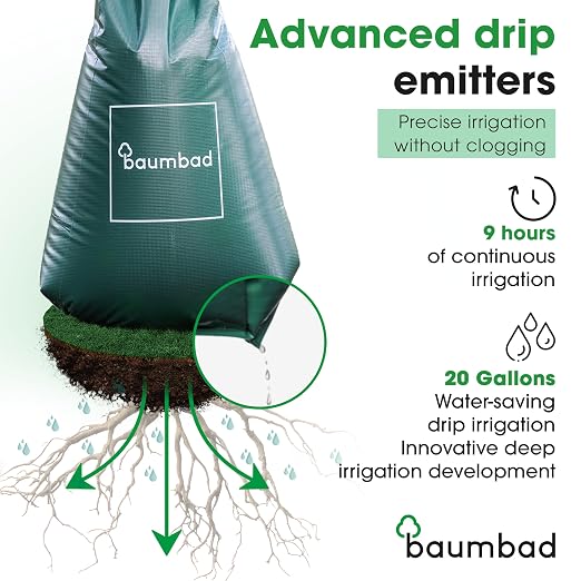 1 Premium Watering Bag 20 Gallons PVC UV Resistant Slow Release Watering Tree Bag in Green Visit The baumbad Store (6, 20 Gallons)
