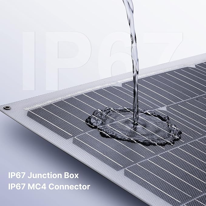 100W 12V Flexible Solar Panel 9BB Monocrystalline Cell 12 Volt Semi-Flexible for Marine RV Trailer Boat Cabin Van Car Uneven Surfaces 12V Battery Charge