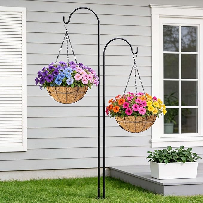 3 Pack 12 Inch Hanging Baskets for Plants Outdoor - Metal Hanging Planters for Outdoor Plants with Coco Liners - Heavy Duty Empty Hanging Flower Pots for Porch Patio Garden