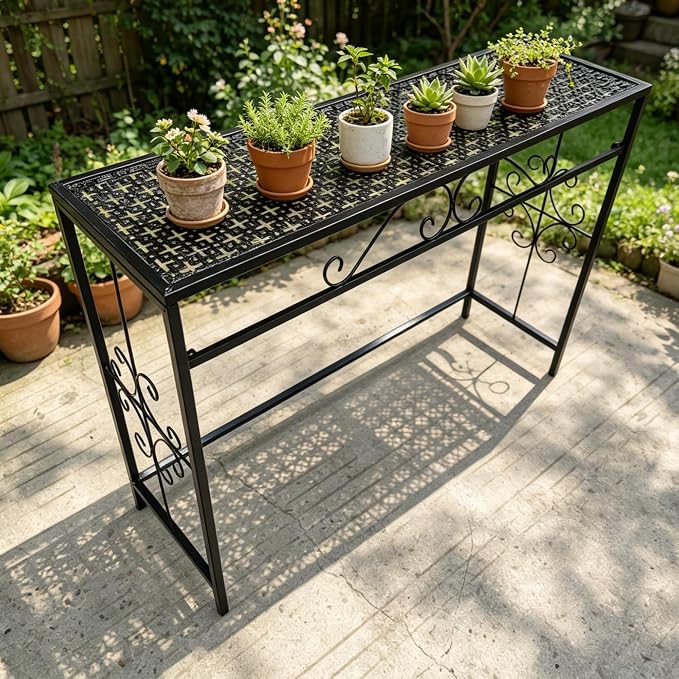 2 Tier Metal Plant Stand, Ladder Flower Pot Holder Plant Stands, Stackable Heavy Duty Tall Plant Shelf Flower Pot Holder for Patio Garden Corner Balcony Living Room (1 Tier H23.6 In-Black)