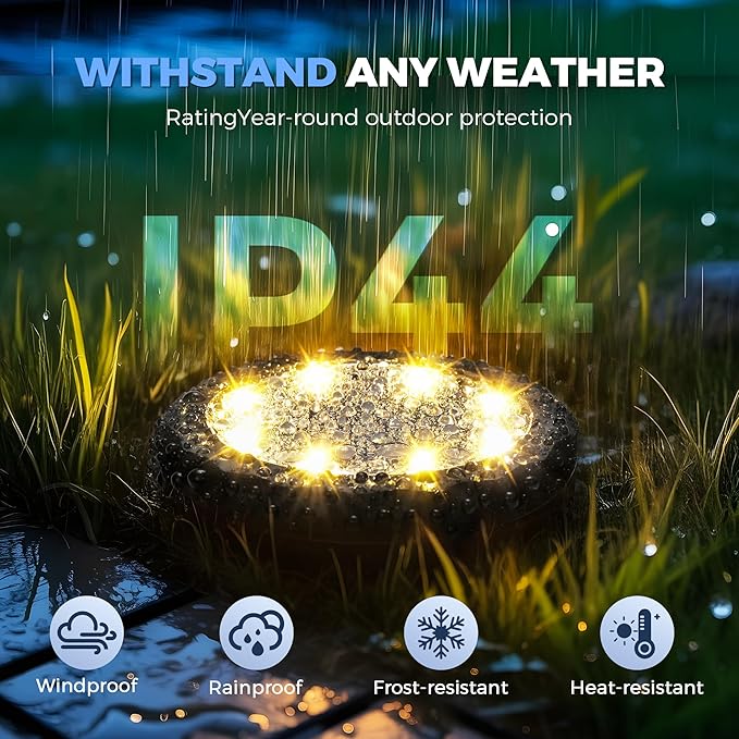 SOLPEX Mini Solar Ground Lights, 20 Pack Pathway Solar Lights Outdoor Waterproof, Garden Lights for Driveway Walkway Yard Landscape (Warm White)