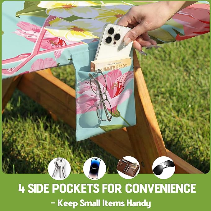 Picnic Table Cover with Bench Covers Tablecloth Glamping Essentials Travel Vacation Table Cloth Outdoor Cool Fun Unique Ideas Gifts for Camper Camping Lovers RV Owner Family Couple Women Female Mom