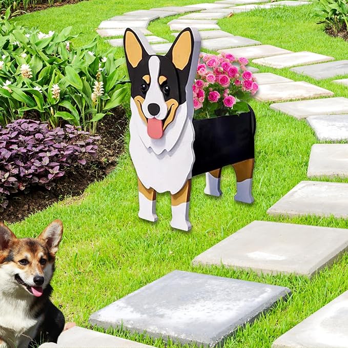 Concepts Welsh Corgi Dog Planter Plant Pots,Cute Large Dog Flower Planter,Gifts for Pet Lovers,Unique Animal Plant Pots,Office,Indoor Outdoor Garden Decor(9.84 * 6.77 * 17in)
