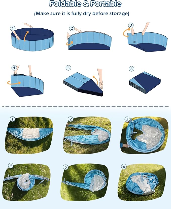 Jasonwell Kiddie Baby Pool with Canopy - Foldable Infant Toddler Kids Pool with Shade Baby Beach Essentials Tent Swimming Wading Pools for Toddlers 1-3 + Kids Dogs Ball Pit Backyard Water Play B, 79"