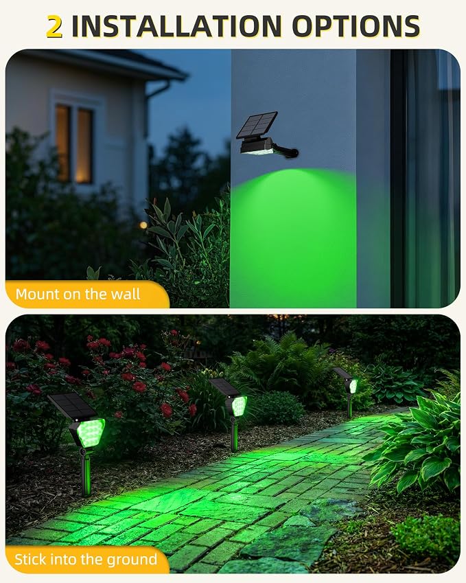 T-SUN Solar Lights Outdoor Waterproof IP65, 6Pack LED Solar Spot Lights Color Changing IP65 Waterproof Smart Auto On/Off for Outside Landscape Garden Yard Lawn Pathway Patio Driveway