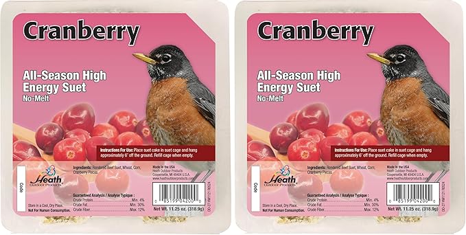 Heath Outdoor Products DD-27 Cranberry All Season Blend 11-1/4 Ounce Suet Cake (12 Cakes/Case) (Pack of 2)