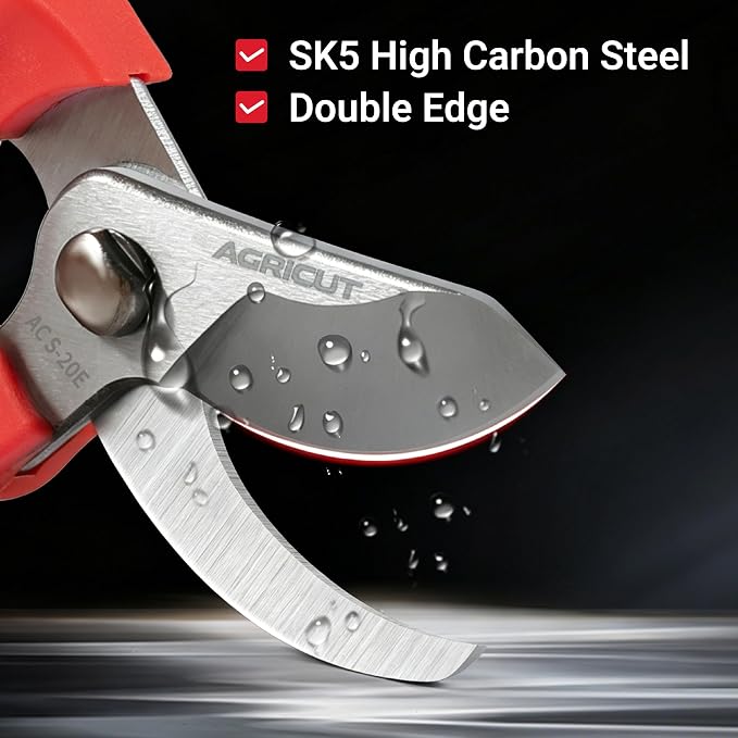 AGRICUT 7" Pruning Shears Heavy Duty Professional, Made of Japanese SK5 Steel Blades, 4/5 Cut Capacity, Bypass Hand Pruners Garden Clippers for Tree Flower Branch Trimming, S20E