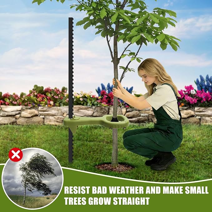 Tree Supports Young Trees, 4 PCS Tree Holder Stabilizer Support Tree Straightening Kit for Leaning Tree, Greater Stability Can Withstand Severe Weather（T-Posts Unincluded）