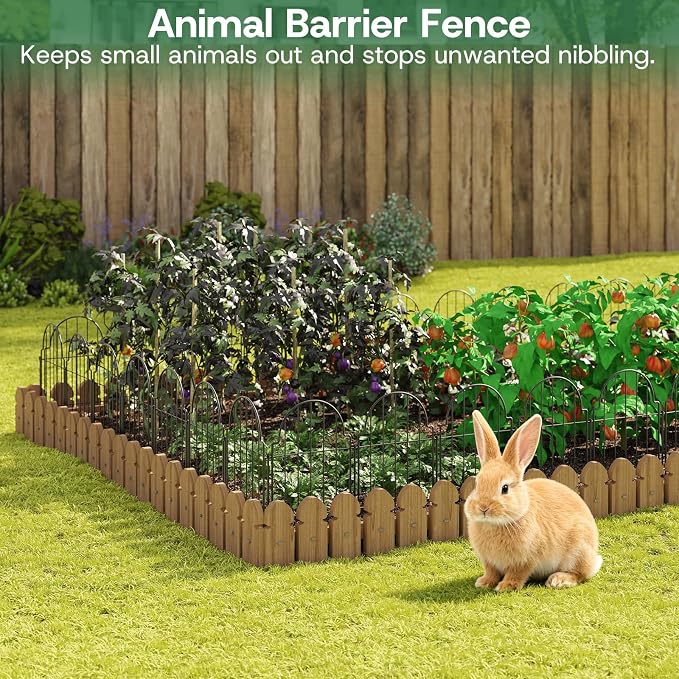 Garden Fence Panels, 17in H x 10.47ft L, 10 Panels Rust-Resistant Decorative Garden Fence, No Dig Small Garden Fence, Animal Barrier Fence for Garden Yard Flower Bed Patio Outdoor