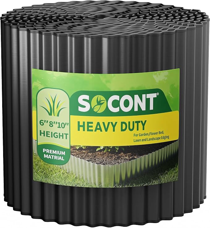 Corrugated Metal Garden Edging, 4"×10Ft Durable Landscape Border for Garden, Lawn, Flower Beds and Paver Edging (Black)