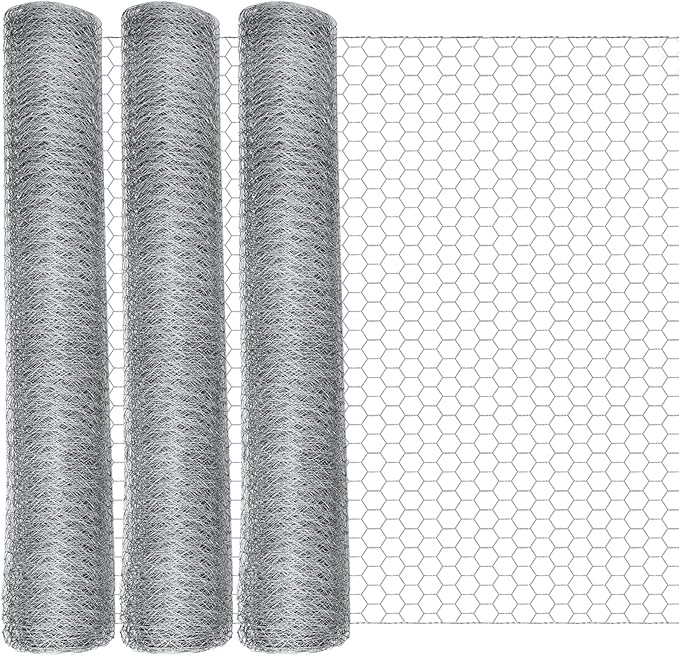 GlikCeil 36 in x 300 ft Chicken Wire Mesh Fencing for Floral Garden, 23 Gauge Silver Galvanized Steel Wire, 1 Inch Hexagonal Hardware Cloth Netting for Farm Crafts Poultry Coop Barrier Rabbit Cage