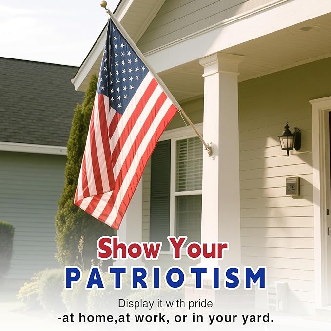 American Flags for Outside 3x5 FT- Heavy Duty US Flag USA Flag with Embroidered Stars, Sewn Stripes & Brass Grommets, Weather-Resistant, 4th of July Decorations